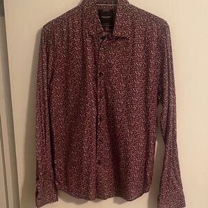 Denim & Flower Maroon Floral Button Down Shirt
